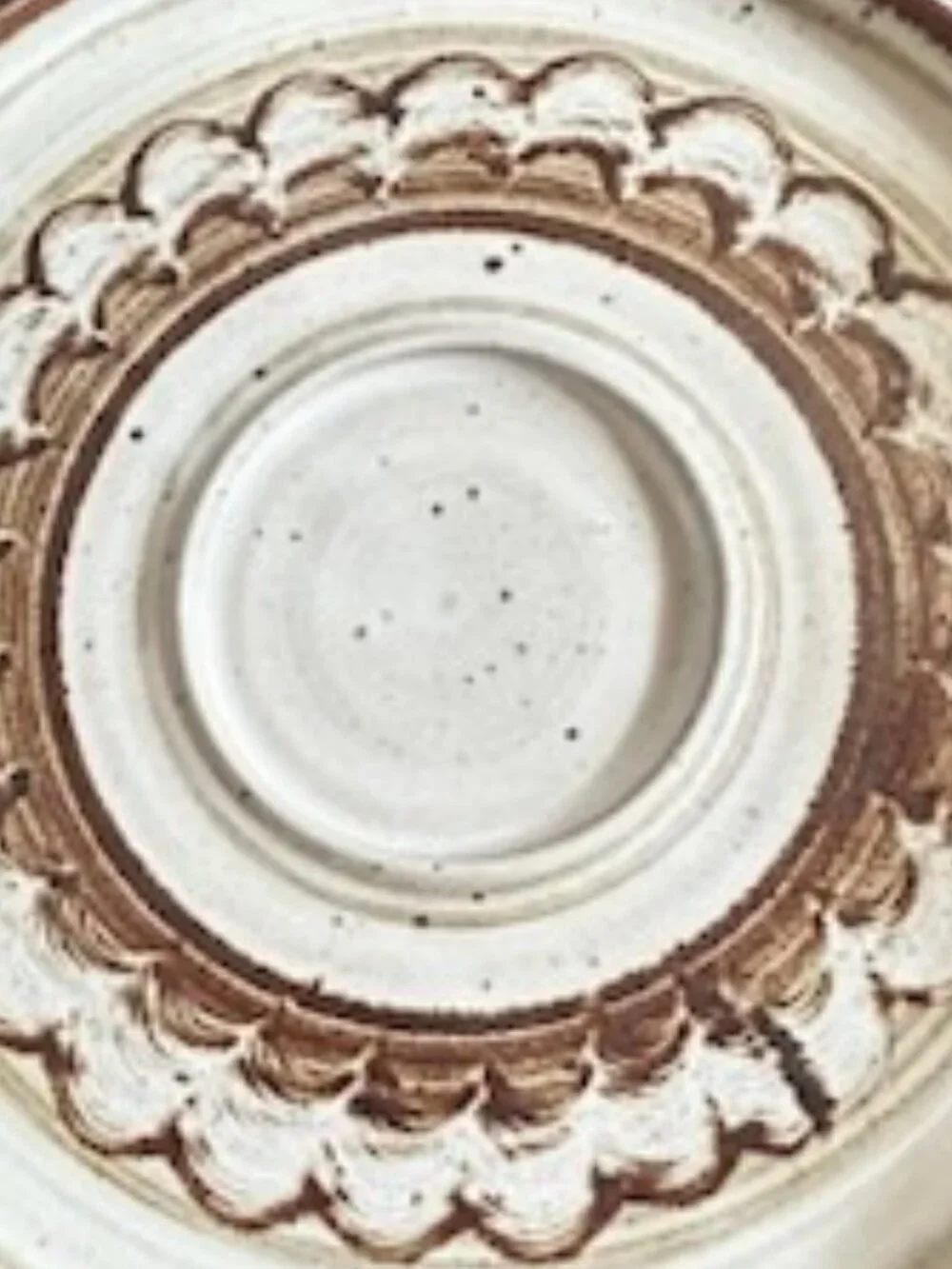 Vintage Signed Studio Pottery Glazed Stoneware Oversized Brown & Cream Platter